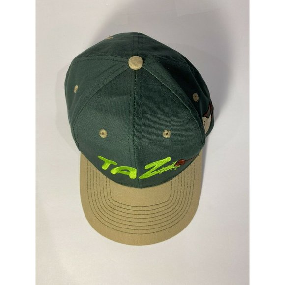 1995 Vintage Taz Looney Tunes Snapback Hat Green/Tan Warner Bros - Picture 4 of 6
